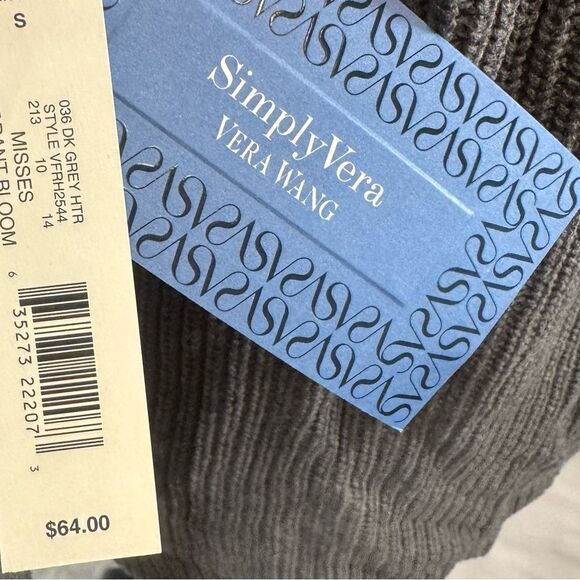 Simply Vera Wang gray tie front knit cardigan sweater size small NWT - Picture 5 of 7